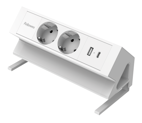 Priza modulara Fellowes, Filex Power Desk Up 2.0 cu 2 prize 230V, USB-A + USB-C (15.5W), eGST, Alb