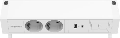 Priza modulara Fellowes, Filex Power Desk Up 2.0 cu 2 prize 230V, USB-A + USB-C (15.5W), 1 slot Keystone, eGST, Alb