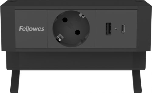 Priza modulara Fellowes, Filex Power Desk Up 2.0 cu priza 230V, USB-A, USB-C (15.5W), Conector eGST, Negru