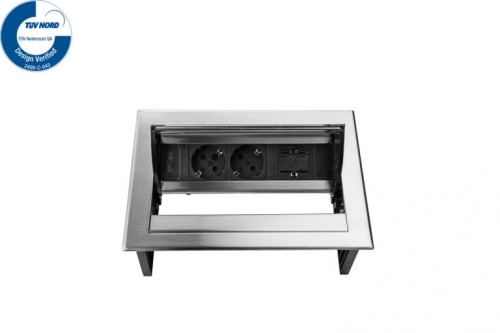Priza modulara eGST, Filex Power Desk In, 2x 230V, keystone, inox, Fellowes