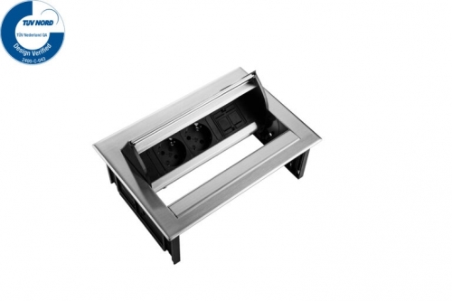 Priza modulara eGST, Filex Power Desk In, 2x 230V, keystone, inox, Fellowes