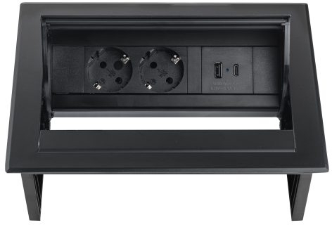 Priza modulara eGST, Filex Power Desk In, 2x 230V, USB A+C, negru, Fellowes