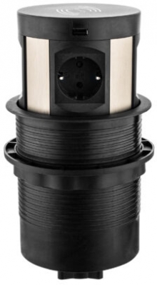 Priza modulara Schuko, Filex Power Pop-Up Meeting, 4x 230V, 2x USB A+C, negru, Fellowes