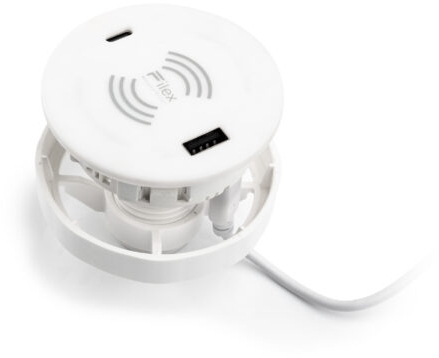 Incarcator Wireless, Power-Spot Filex, Qi, USB A+C, AC, alb, Fellowes