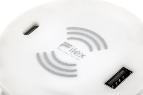 Incarcator Wireless, Power-Spot Filex, Qi, USB A+C, AC, alb, Fellowes