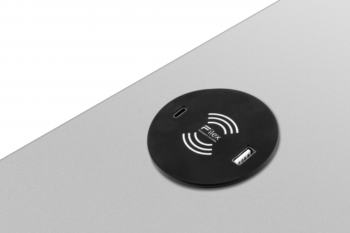 Incarcator Wireless, Power-Spot Filex, Qi, USB A+C, AC, negru, Fellowes