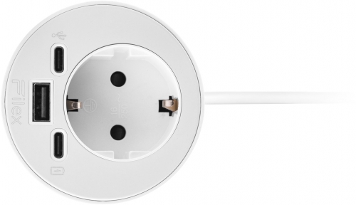 Priza modulara, Schuko, Power-Spot Filex, USB A+C, extensie USB C, alb, Fellowes