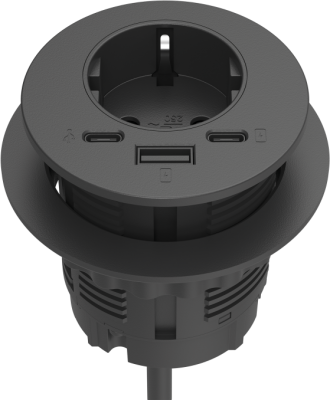 Priza modulara Schuko, Filex Power-Spot eGST, USB-A+C, extensie USB C, negru, Fellowes