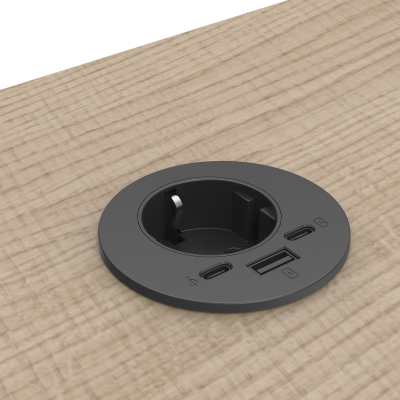 Priza modulara Schuko, Filex Power-Spot eGST, USB-A+C, extensie USB C, negru, Fellowes