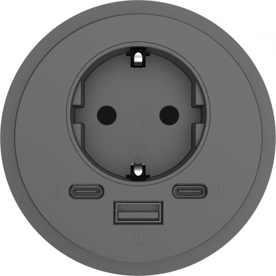 Priza modulara Schuko, Filex Power-Spot eGST, USB-A+C, extensie USB C, negru, Fellowes