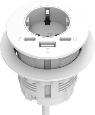 Priza modulara, Filex Power-Spot eGST, USB-A+C, extensie USB C, alb, Fellowes
