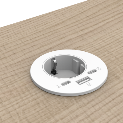 Priza modulara, Filex Power-Spot eGST, USB-A+C, extensie USB C, alb, Fellowes