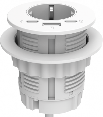 Priza modulara, Filex Power-Spot eGST, USB-A+C, extensie USB C, alb, Fellowes