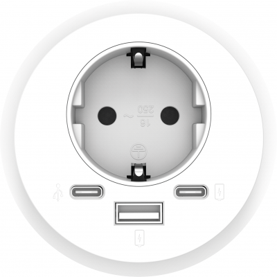 Priza modulara, Filex Power-Spot eGST, USB-A+C, extensie USB C, alb, Fellowes