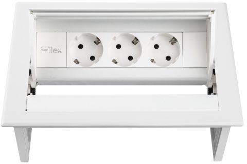 Priza modulara eGST, Filex Power Desk In, 3x 230V, alb, Fellowes