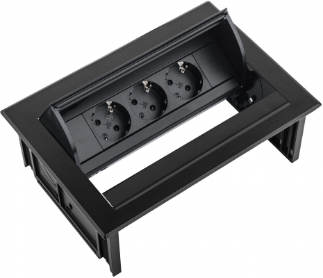 Priza modulara eGST, Filex Power Desk In, 3x 230V, negru, Fellowes