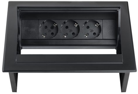 Priza modulara eGST, Filex Power Desk In, 3x 230V, negru, Fellowes