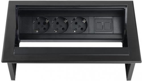 Priza modulara eGST, Filex Power Desk In, 3x 230V, Keystone, negru, Fellowes