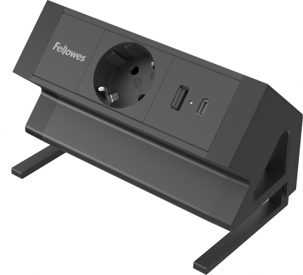 Priza modulara Fellowes, Filex Power Desk Up 2.0 cu 1 priza 230V, USB-A + USB-C (30W), eGST, Negru