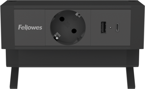 Priza modulara Fellowes, Filex Power Desk Up 2.0 cu 1 priza 230V, USB-A + USB-C (30W), eGST, Negru