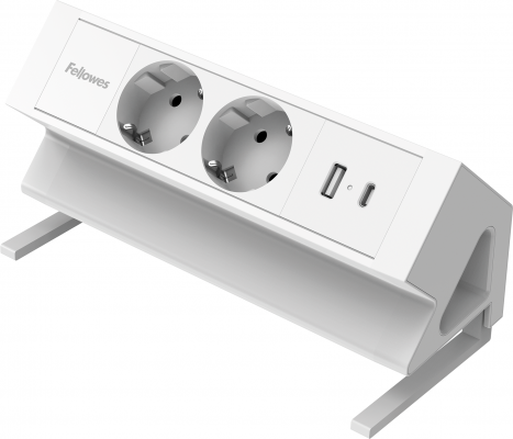 Priza modulara Fellowes, Filex Power Desk Up 2.0 cu 2 prize 230V, USB-A + USB-C (30W), eGST, Alb