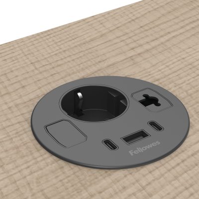 Priza modulara Filex Power-Spot, eGST, 80mm, USB-A + 2x USB-C, cablu ghidaj, negru, Fellowes