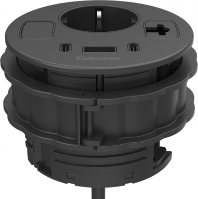 Priza modulara Filex Power-Spot, eGST, 80mm, USB-A + 2x USB-C, cablu ghidaj, negru, Fellowes