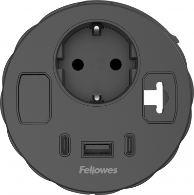 Priza modulara Filex Power-Spot, eGST, 80mm, USB-A + 2x USB-C, cablu ghidaj, negru, Fellowes