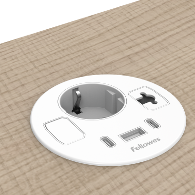 Priza modulara Filex Power-Spot, eGST, 80mm, USB-A + 2x USB-C, cablu ghidaj, alb, Fellowes