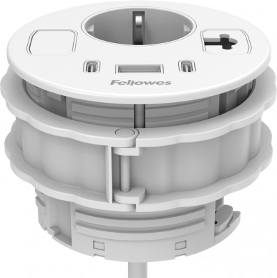 Priza modulara Filex Power-Spot, eGST, 80mm, USB-A + 2x USB-C, cablu ghidaj, alb, Fellowes