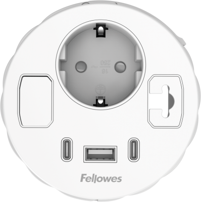 Priza modulara Filex Power-Spot, eGST, 80mm, USB-A + 2x USB-C, cablu ghidaj, alb, Fellowes