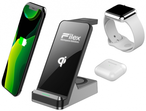 Incarcator Filex, 3 in 1, quick, wireless, negru, Fellowes