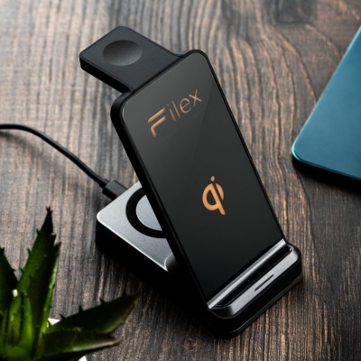 Incarcator Filex, 3 in 1, quick, wireless, negru, Fellowes