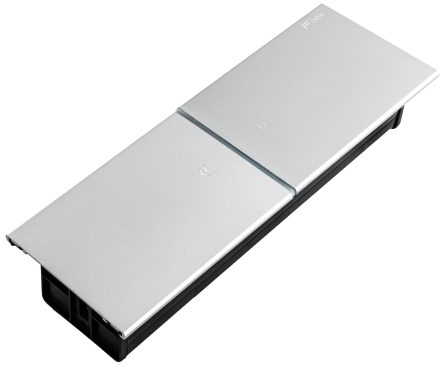 Priza modulara eGST, Filex Power Desk in Slide, 2x 230V, USB A+C, Cat6a, HDMI, aluminiu, Fellowes