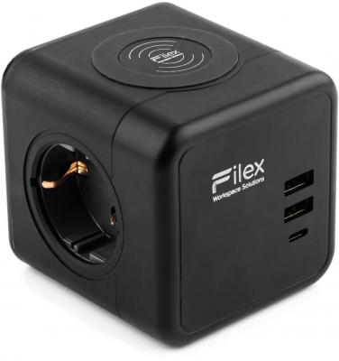 Punct de incarcare Schuko, Filex Power, negru, Fellowes