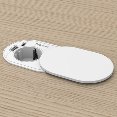 Priza modulara, Slide, Filex Power-Spot, eGST, USB A+C, alb, Fellowes