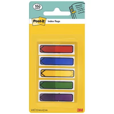 Indexuri adezive Post-It, culori asortate, 11.9 x 43.2 mm, 100 buc/dispenser, 3M