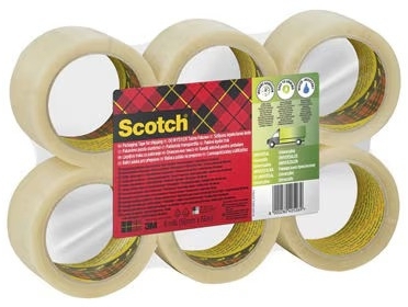 Banda adeziva de ambalare si transport Scotch 3M, transparenta, 50 mm x 66 m, 6 role/set