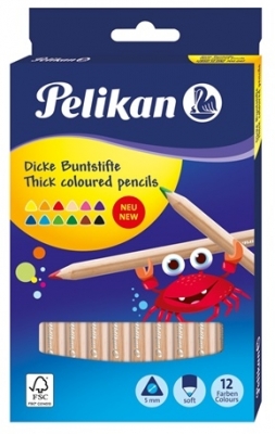 Creioane colorate 12 culori triunghiulare Pelikan