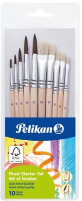 Set 10 pensule Starter, dimensiunea 4, 6, 8, 10, 12, blister, Pelikan