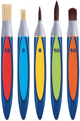 Pensula Griffix, varf lat: 6, 12, rotund: 6, 10, limba de pisica: 10, 5 buc/blister Pelikan