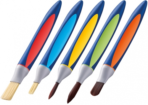 Pensula Griffix, varf lat: 6, 12, rotund: 6, 10, limba de pisica: 10, 5 buc/blister Pelikan