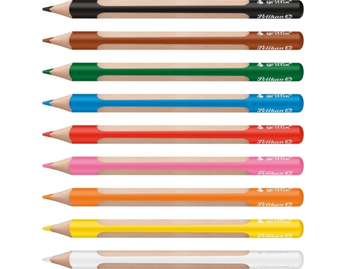 Creioane Colorate Griffix, set 8+1 culori, grip ergonomic, blister, carton, Pelikan