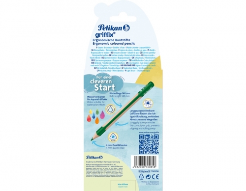 Creioane Colorate Griffix, set 8+1 culori, grip ergonomic, blister, carton, Pelikan