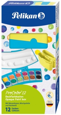 Acuarele 735 ProColor, 12 culori, turcoaz/galben neon, Pelikan