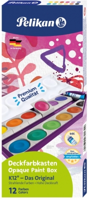 Acuarele K12, detasabile, 12 culori+alb de zinc, culoare mov, Pelikan