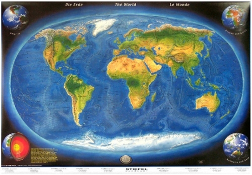 Harta de perete Lumea Panoramica 160 x 120 cm sipci de lemn