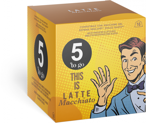 Cafea capsule Latte Machiato, compatibile Nescafe Dolce Gusto, 16 capsule, 5 to go