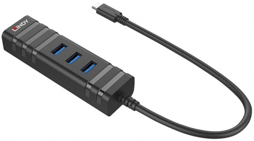Lindy Hub USB 3.1 Type-C, 3x USB-A, 1x RJ45