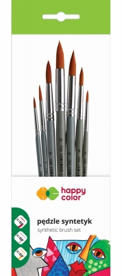 Pensula set 7 bucati/set, rotunde, Happy Color 